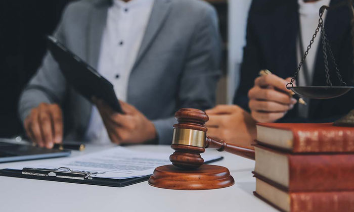 lawyer desk in a court
