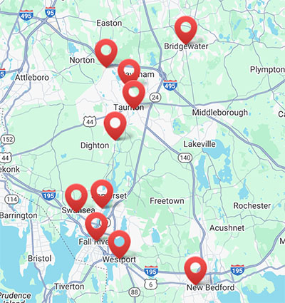 keep-it-local-map map of locations in the taunton, fall river area