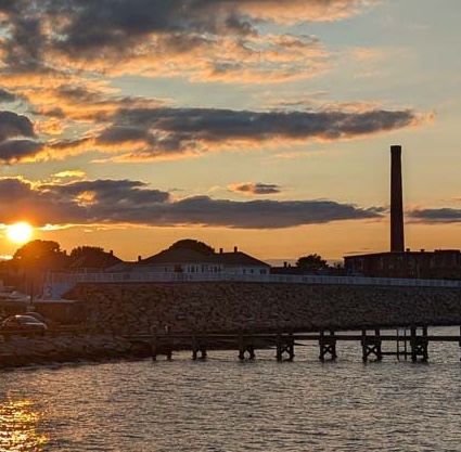 small-blurb-customer-service view of new bedford at sunset